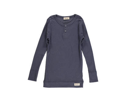 Long Sleeve Ribbed Henley Set - Navy