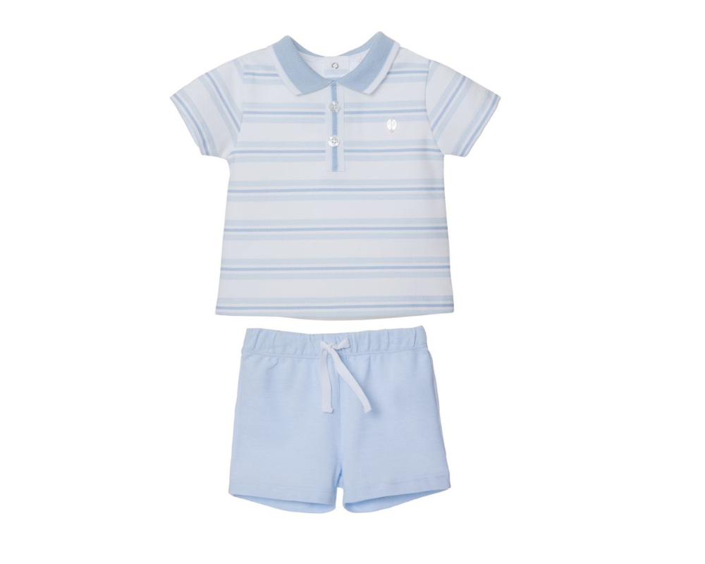 Striped Polo Shorts Set