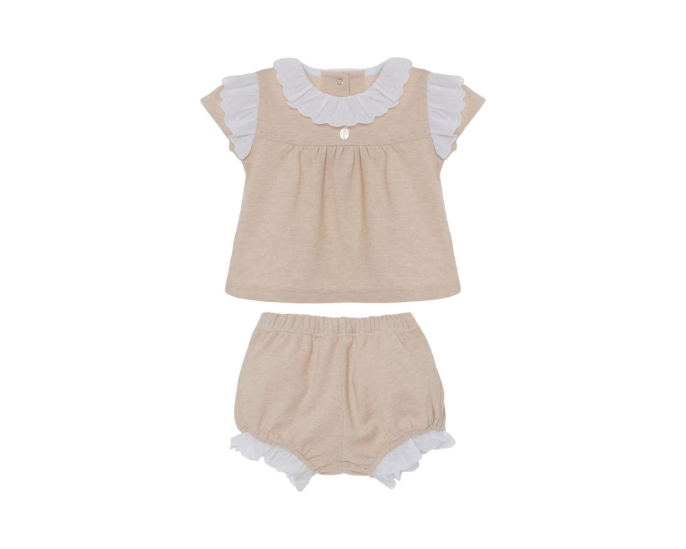 Beige Lace Baby Piquet Set