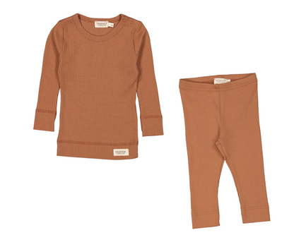 Long Sleeve Ribbed Set - Pecan