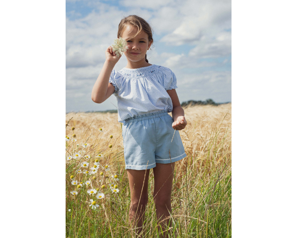 Capri Linen Shorts - Myosotis