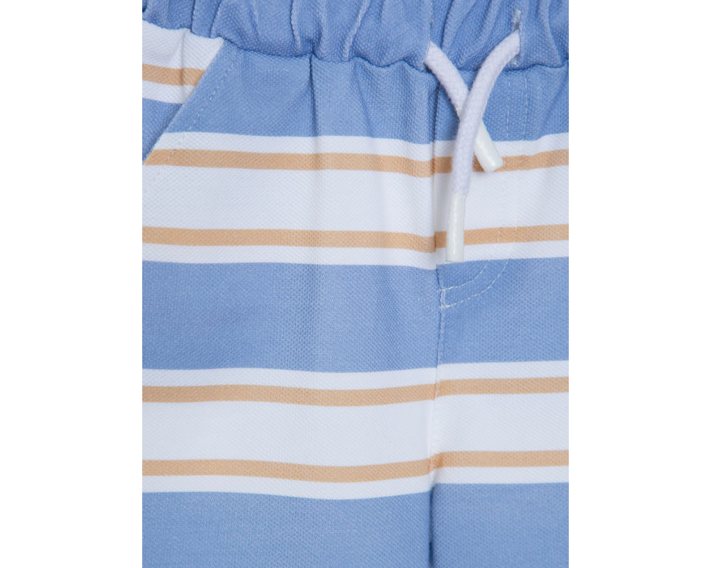 Blue White Striped Shorts Set