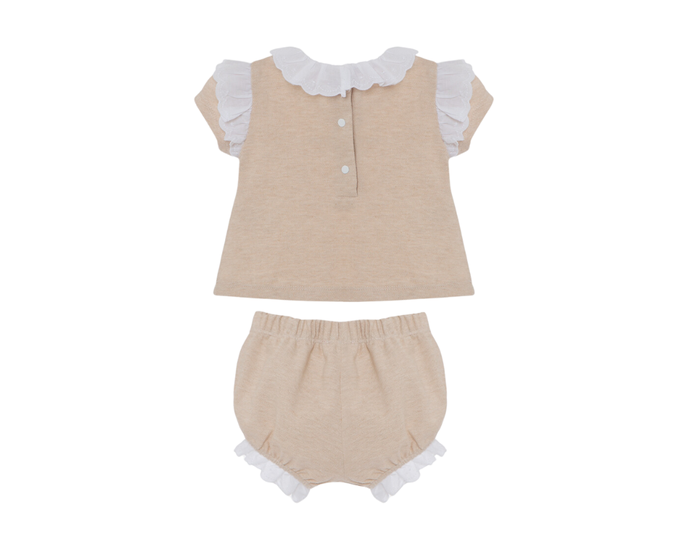 Beige Lace Baby Piquet Set