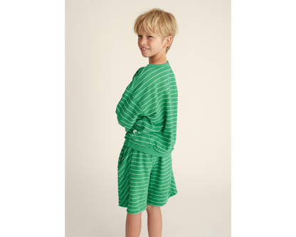 Crepe Striped  Bermuda Shorts Set - Grass Green