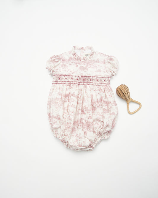 Classic Toile Handsmocked Romper