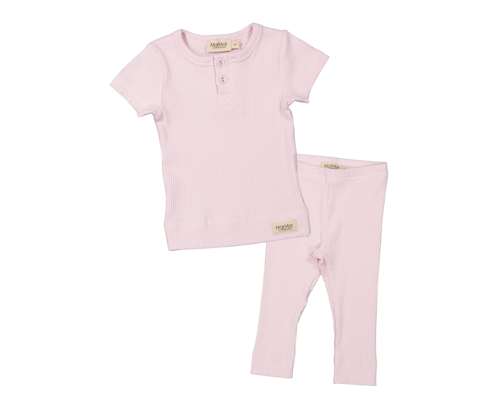 Short Sleeve Henley Rib Legging Set - Lilac Mist