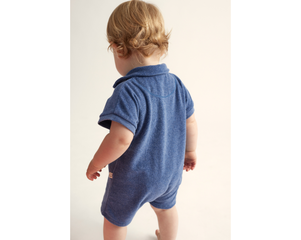 Toweling Baby Jumpsuit - Blue Melange