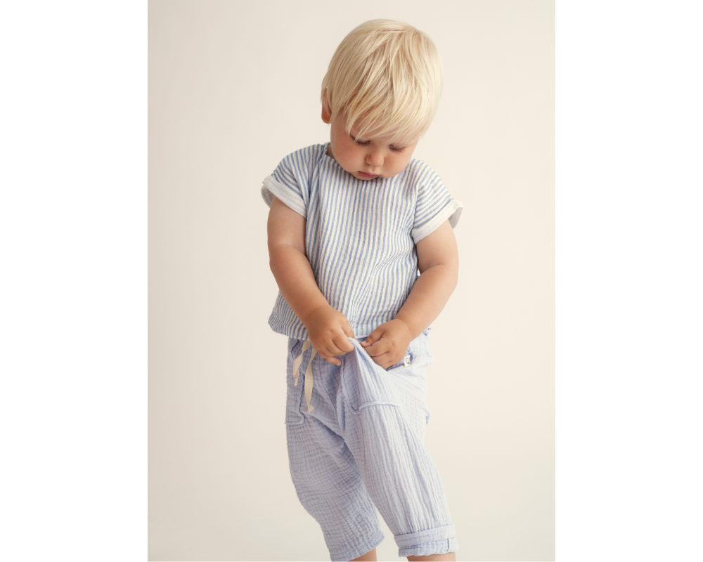 Soft Gauze Baby Pants - Blue