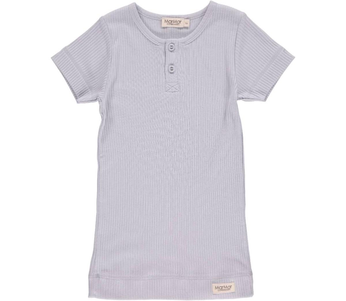 Short Sleeve Ribbed Henley Set - Light Blue