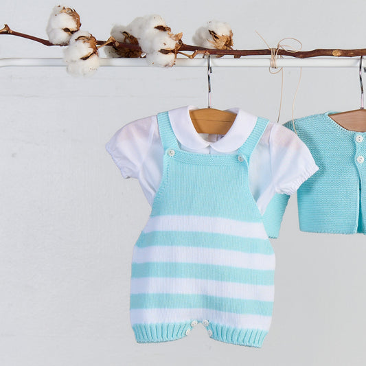 Blue Rayas Romper Set