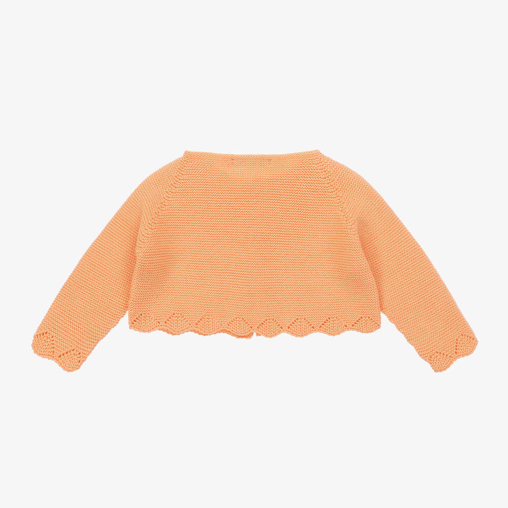 Orange Knit Crop Cardigan