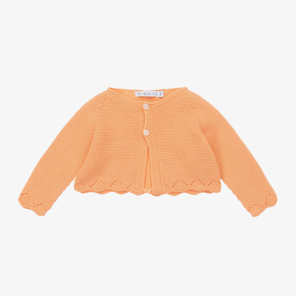 Orange Knit Crop Cardigan