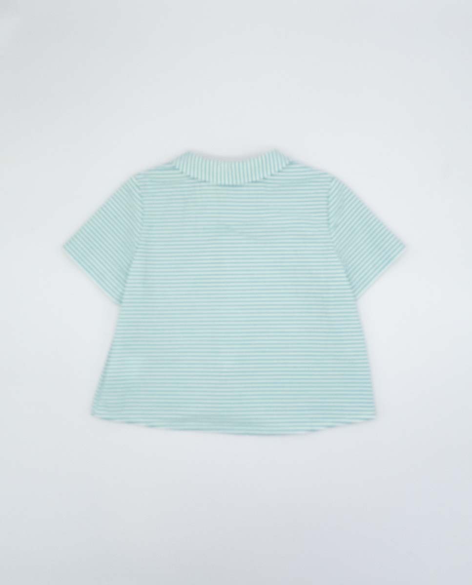 Green Striped Baby Shorts Set