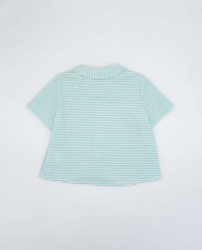 Green Striped Baby Shorts Set