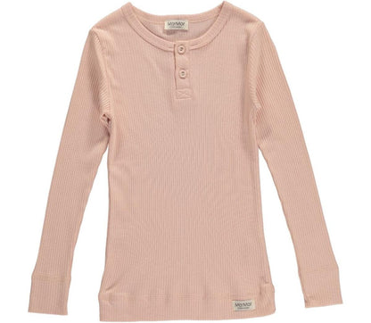 Long Sleeve Ribbed Henley Set - Pink