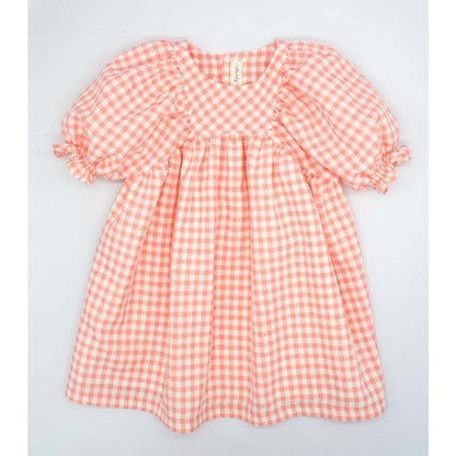 Puffed Sleeve Gingham Dress