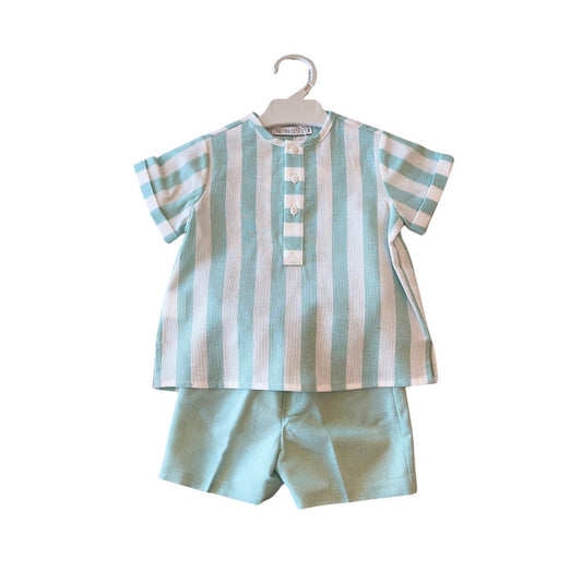 Blue Rayas Shorts Set