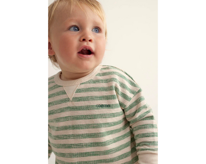 Crepe Thin Striped Baby Shorts Set - Grass Green