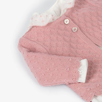 Pink Knit Wool Cardigan