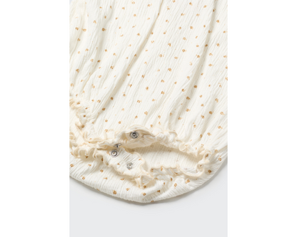 Floral Gauze Baby Romper - Ivory Coffee