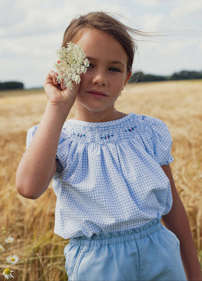 Meryl Blouse - Vichy Bleu Vintage