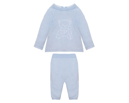 Teddy Bear Sweater Set - Blue