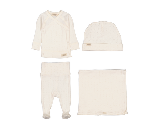 Pointelle Tut Wrap Layette Gift Set - White Flour