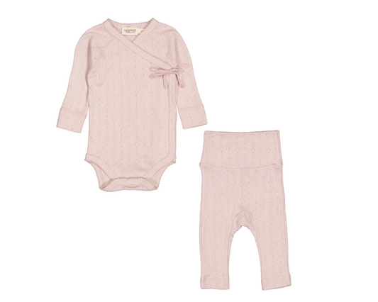 Pointelle Newborn Belita Set - Faded Rose