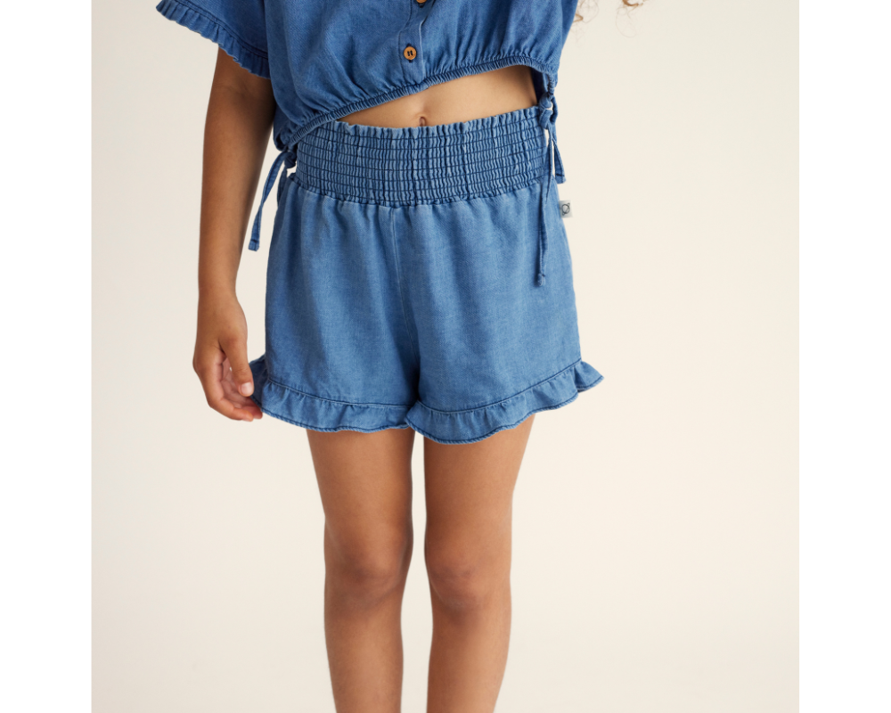 Twill Denim Shorts Set