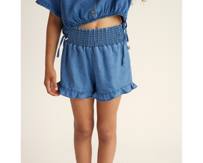 Twill Denim Shorts Set