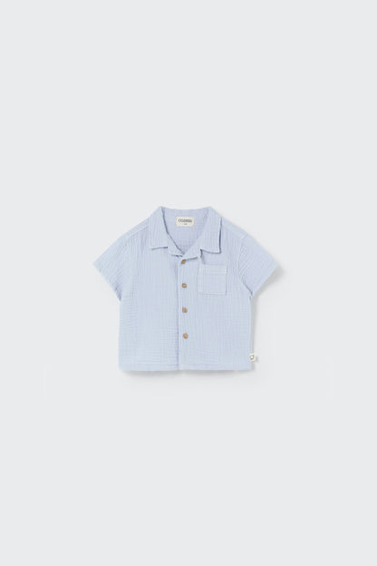 Soft Gauze Short Sleeve Set - Sky Blue