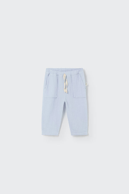 Soft Gauze Baby Pants - Blue