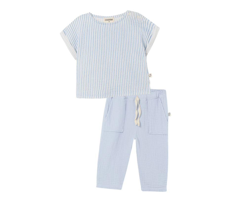 Soft Gauze Baby Pants - Blue