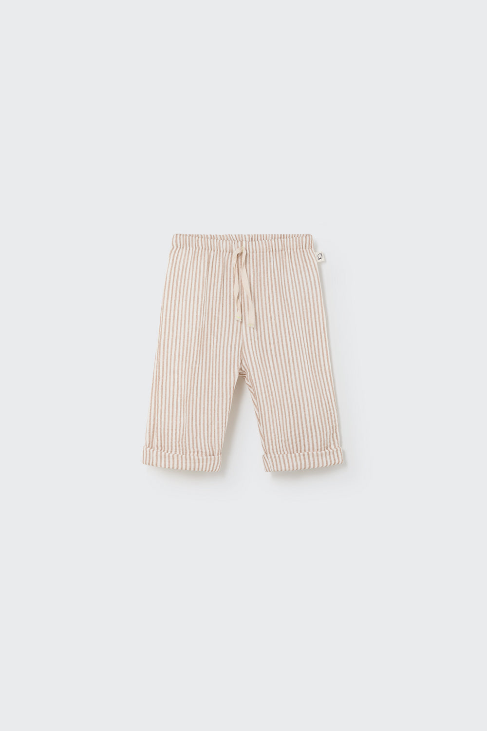 Striped Gauze Pants Set - Ivory Coffee