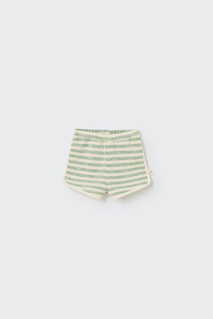 Crepe Thin Striped Baby Shorts Set - Grass Green