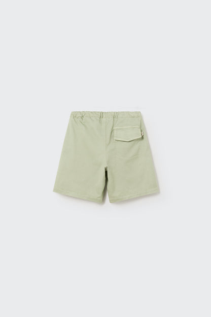 Thin Striped Polo Shirt and Bermuda Shorts Set - Grass Green