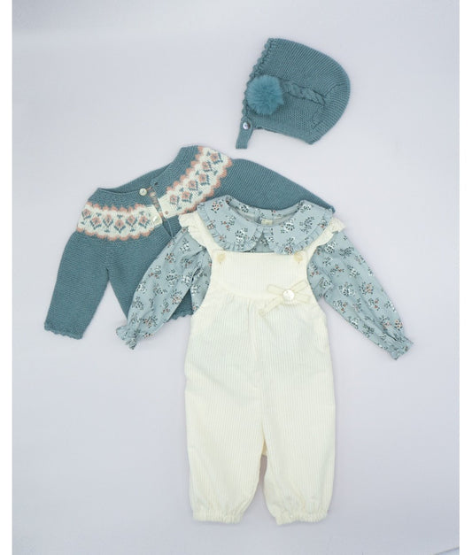 Floral Corduroy Overall Set